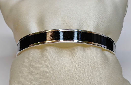 Black and Chrome Bangle - Vintage