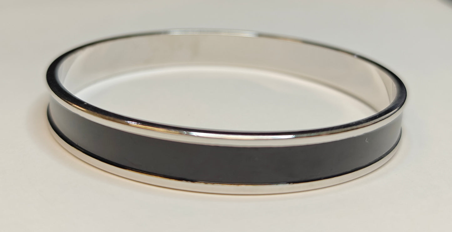 Black and Chrome Bangle - Vintage
