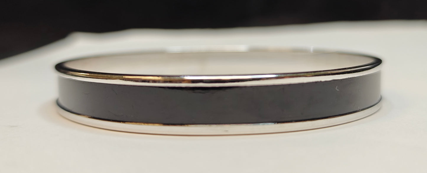 Black and Chrome Bangle - Vintage