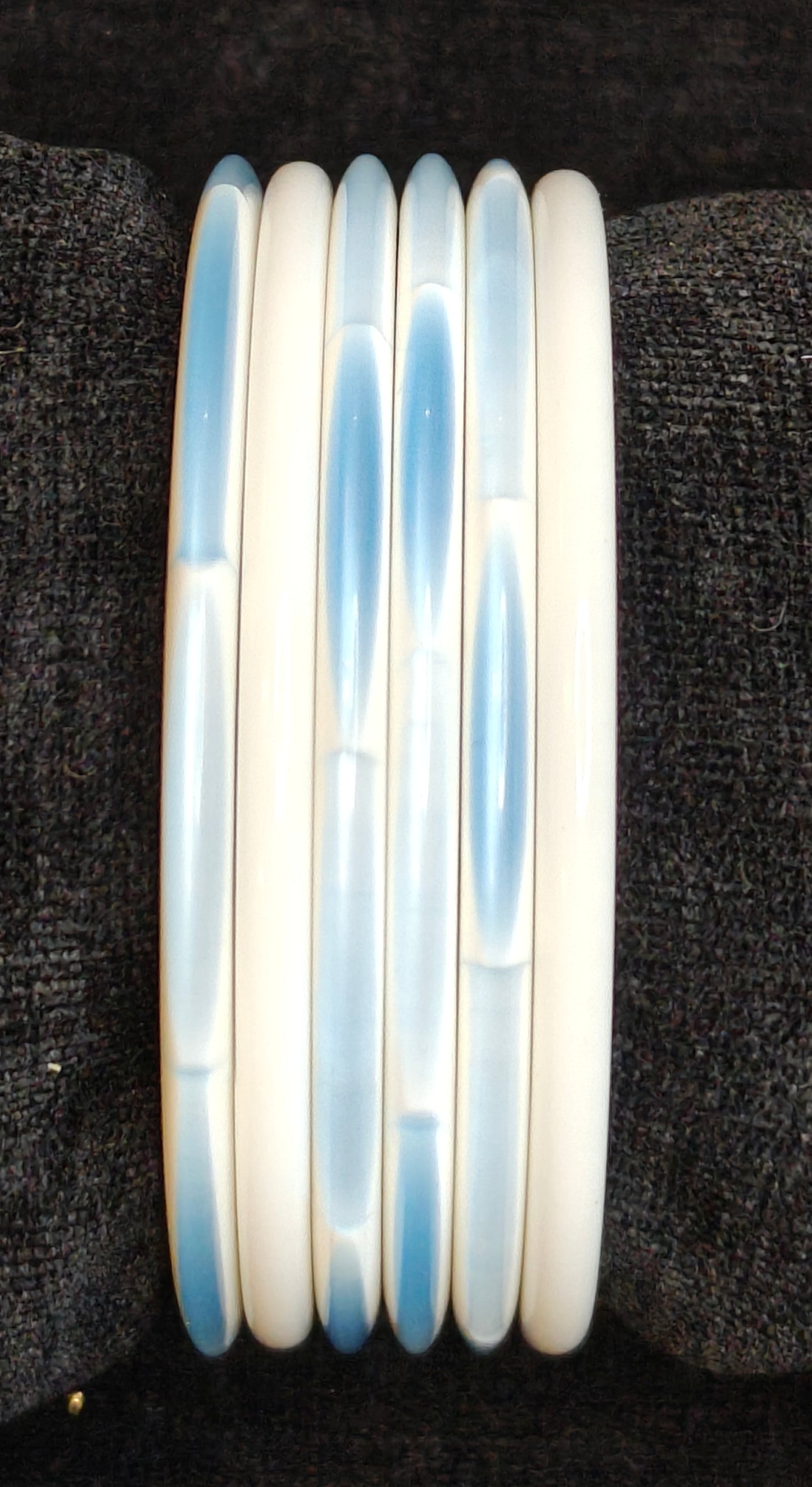 Eight Plastic Blue and White Bangles