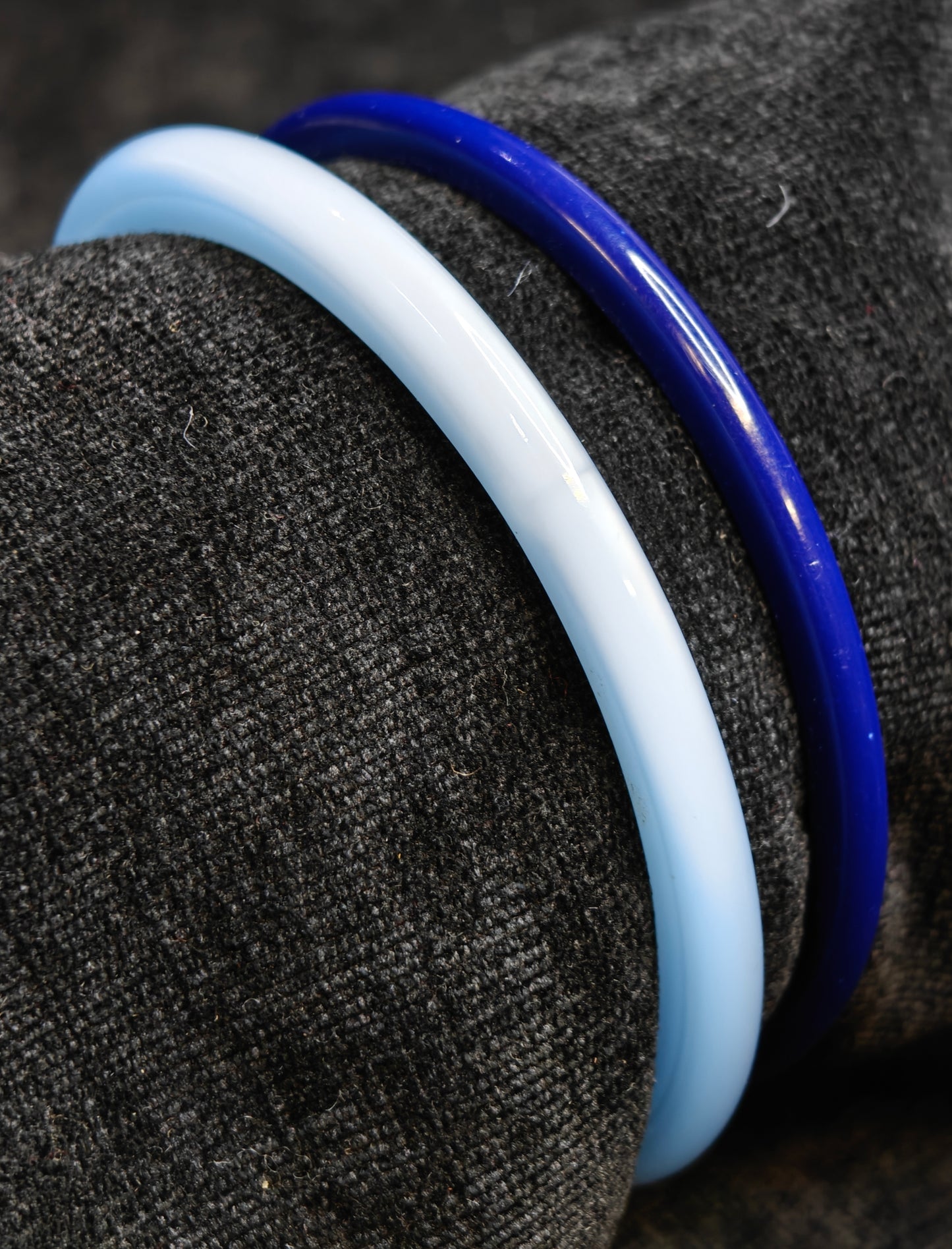 Eight Plastic Blue and White Bangles