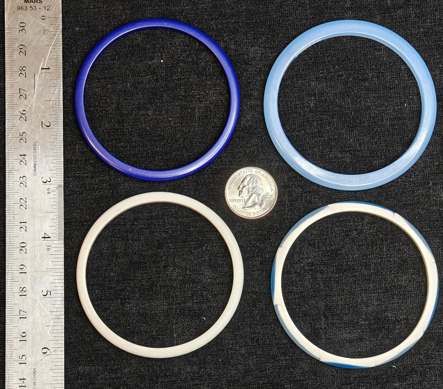 Eight Plastic Blue and White Bangles