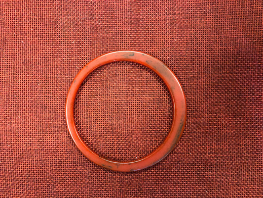 Red and Black Marbled Bakelite Bangle Bracelet with Sculpted Edge - Vintage