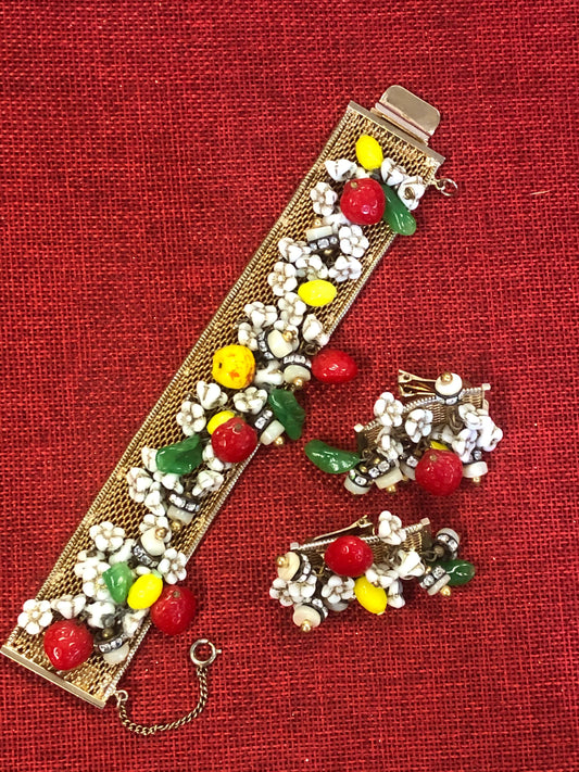 Hobé Fruit Salad Bracelet and Earring Set - Vintage
