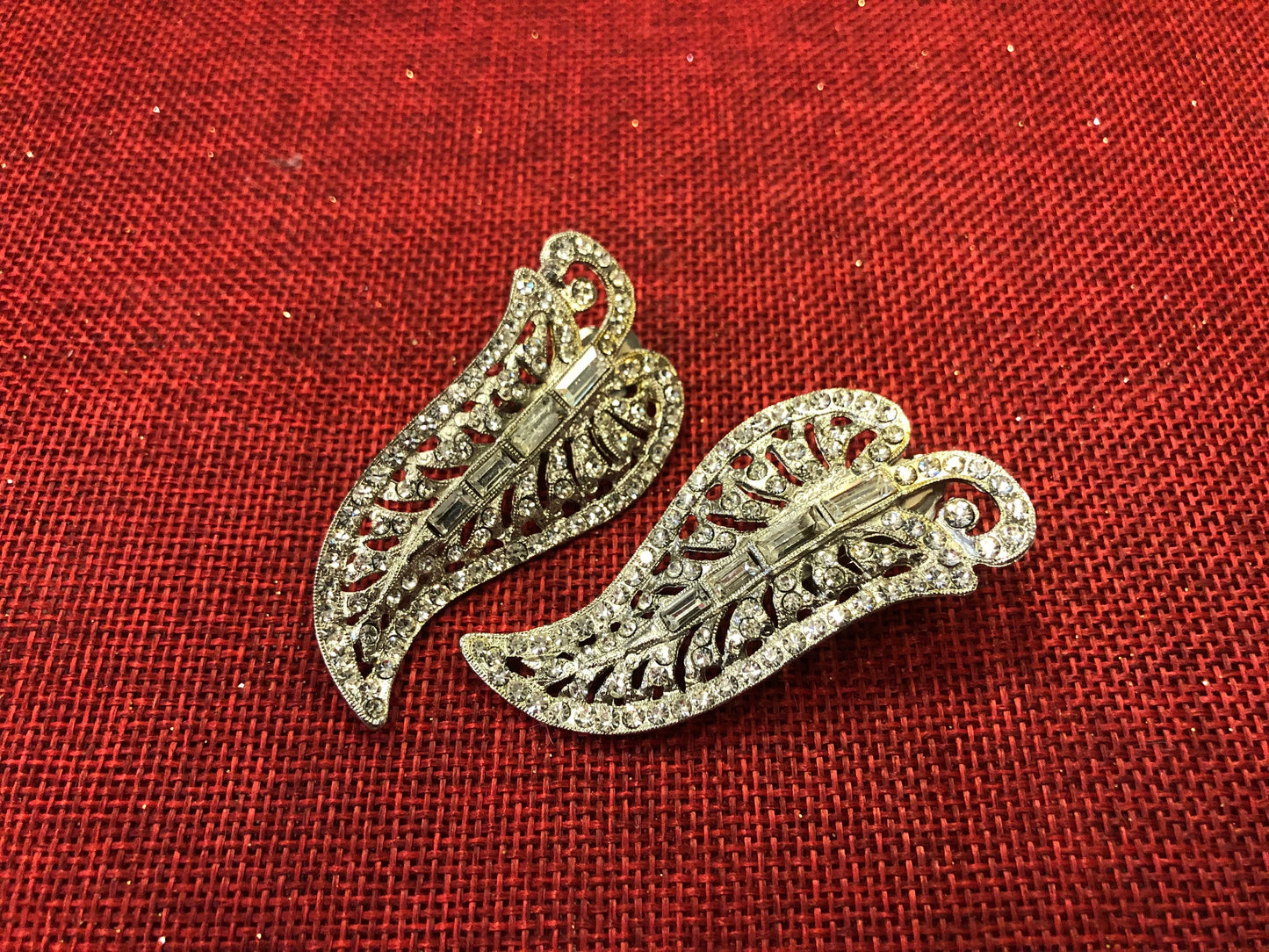 Leaf Earrings With Baguette And Cabochon Crystals