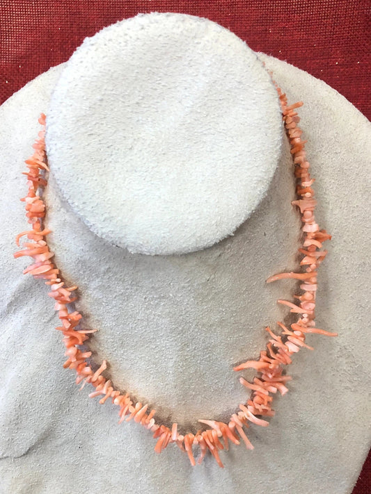 Peachy Orange Natural Branch Coral Necklace - Vintage