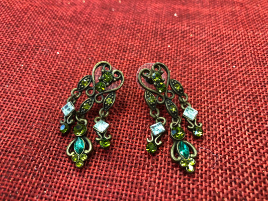 Vintage Dangling Emerald Earrings