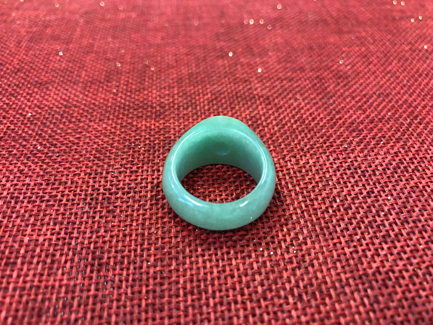 Solid Jade Ring, Solid Gold Good Fortune Emblem