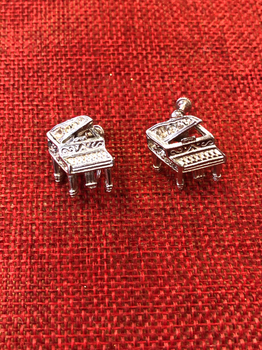 Rhinestone Piano Screw Back Earrings - Vintage