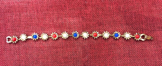 Floral Red, White, and Blue Bracelet - Perfect Election Day or Independence Day Accessory