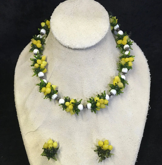 Veneziane Glass Lemon Fruit Necklace Cortese Frizzotti Perle de Venezia - Vintage