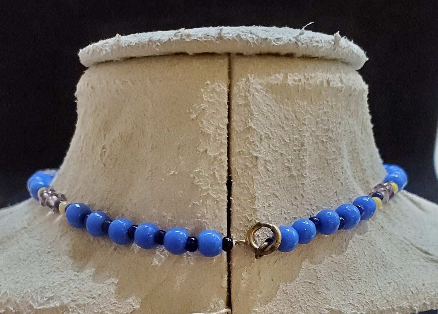 Blue Venetian Glass Long Beaded 1930s Necklace - Swing Necklace of Venetian Beads