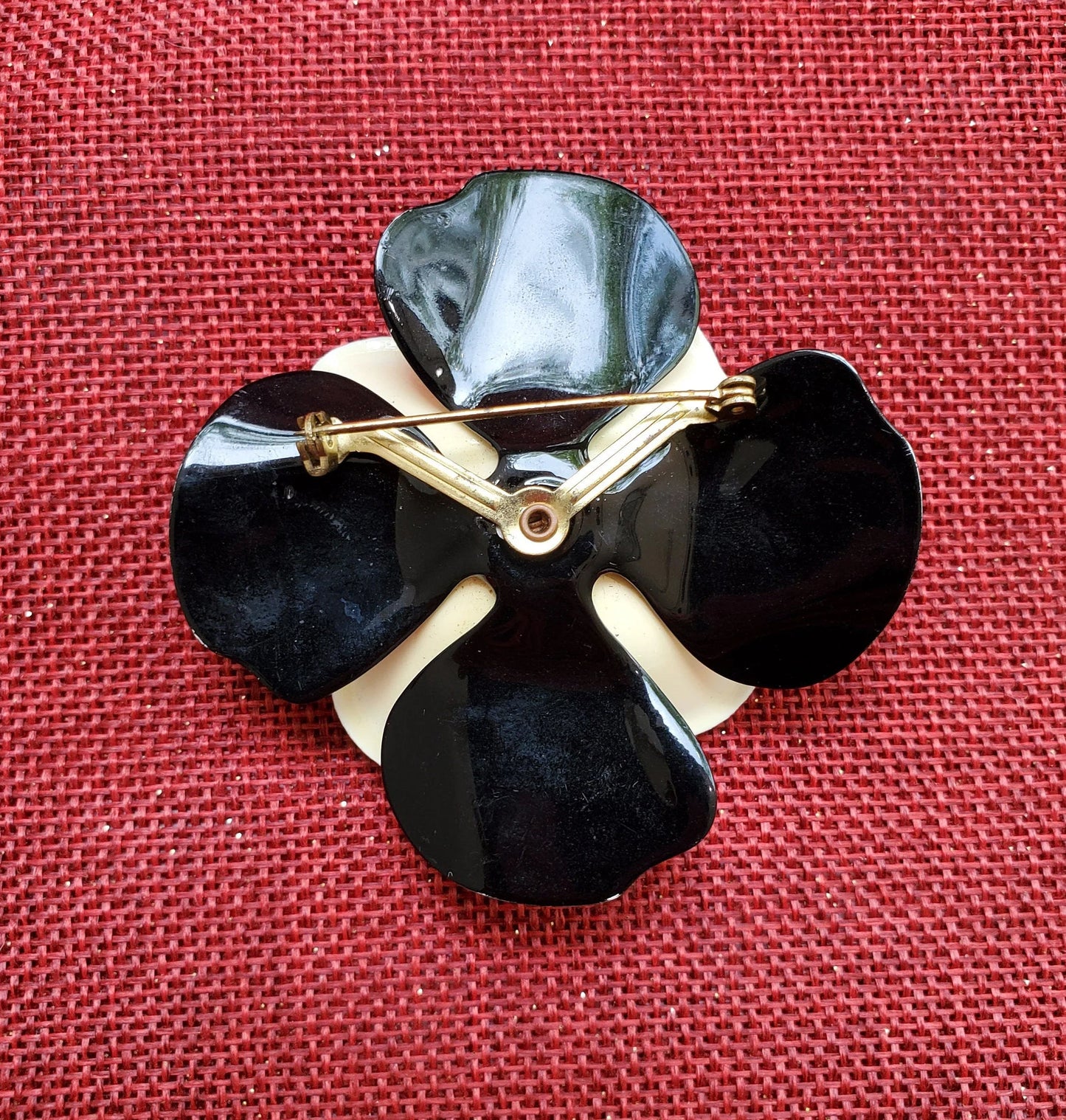 Joseph of Hollywood Celluloid Black and White Flower Pin/Brooch