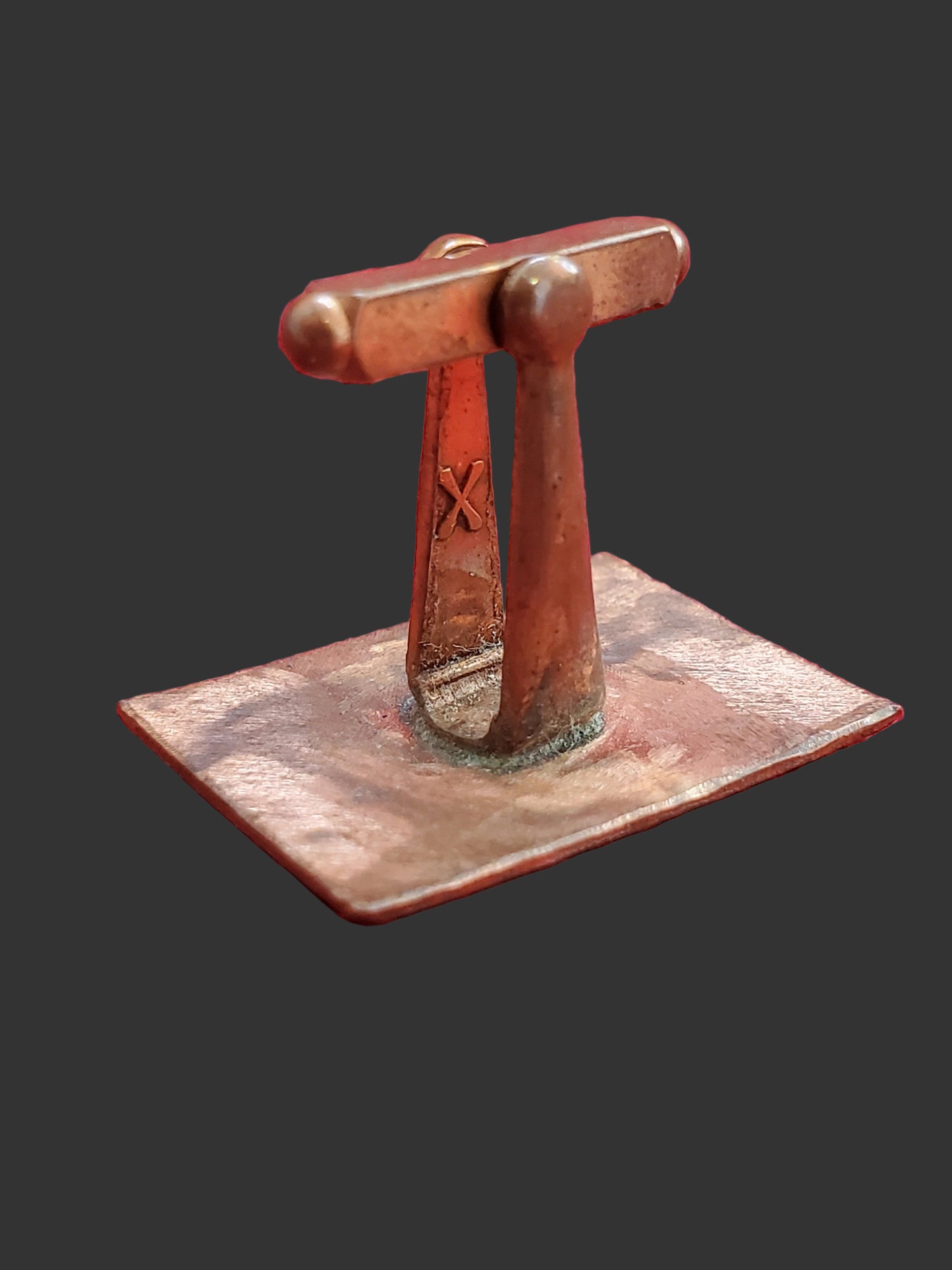 Pink Car Copper and Porcelain Enamel Cufflinks - Mid Century Modern