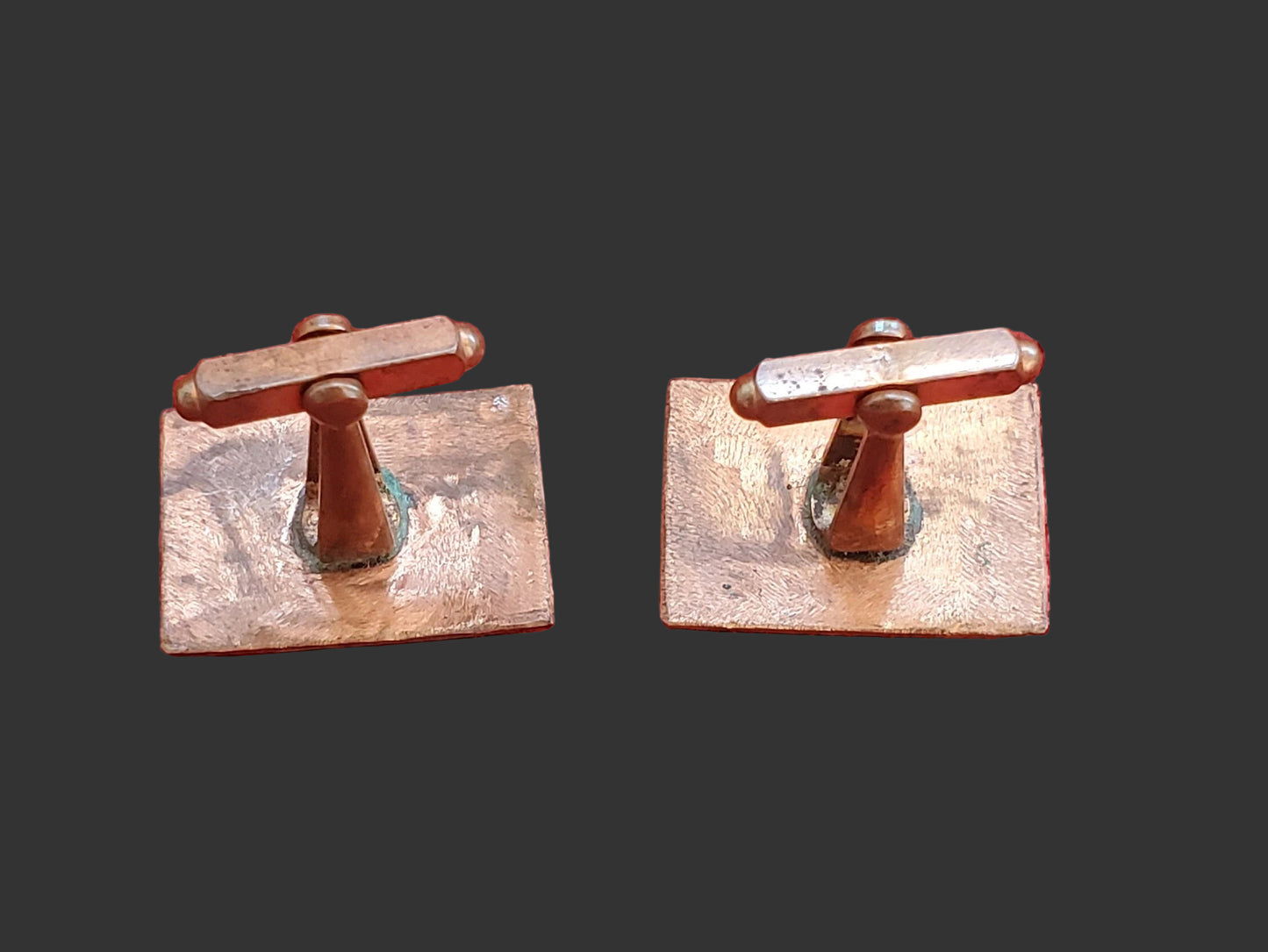 Pink Car Copper and Porcelain Enamel Cufflinks - Mid Century Modern
