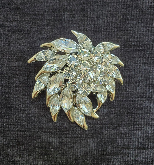 Cascading Swirled Crystal Pin/Brooch