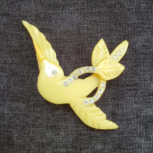 Celluloid and Crystal "Happy Bird" Pin/Brooch