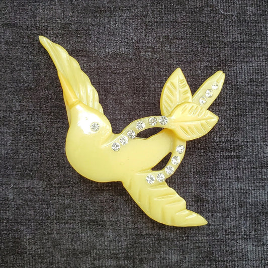 Celluloid and Crystal "Happy Bird" Pin/Brooch