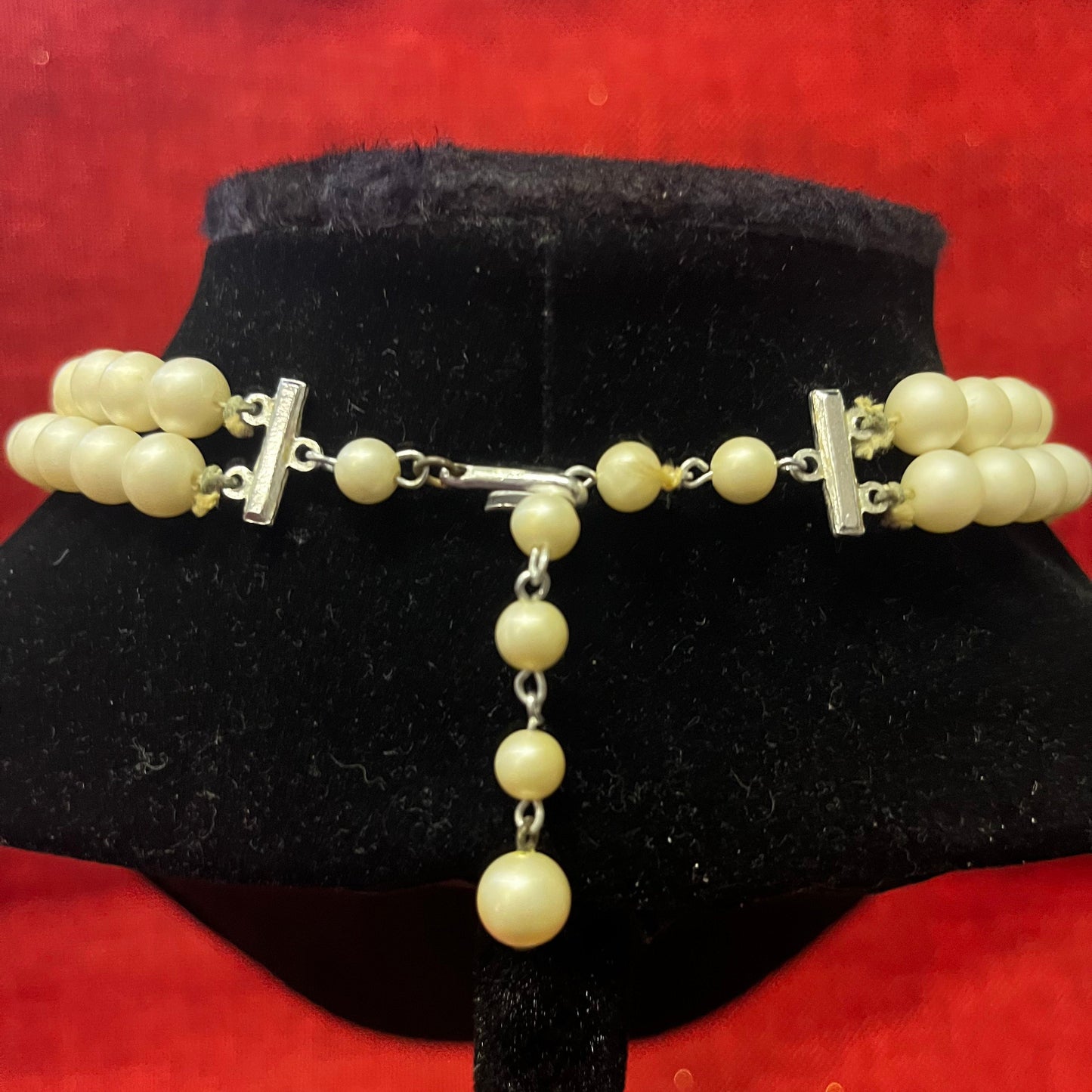 Double Strand Pearl Choker Necklace 1940s Classic Pearls