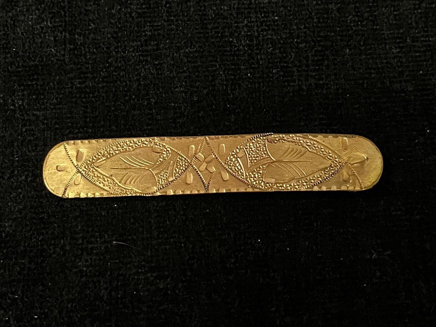 Engraved Brass Bar Pin/Brooch Vintage