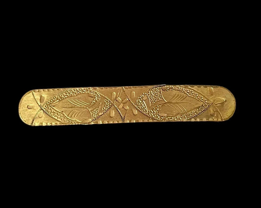 Engraved Brass Bar Pin/Brooch Vintage