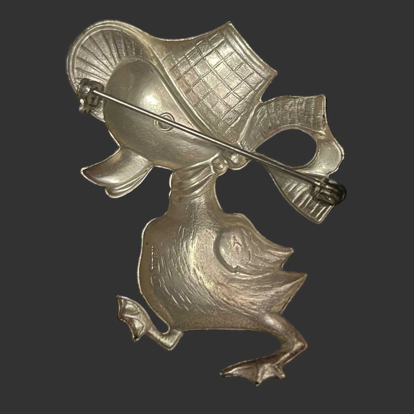 Sweet Duckling with Bonnet .925 Silver Brooch, Silverman Corp.