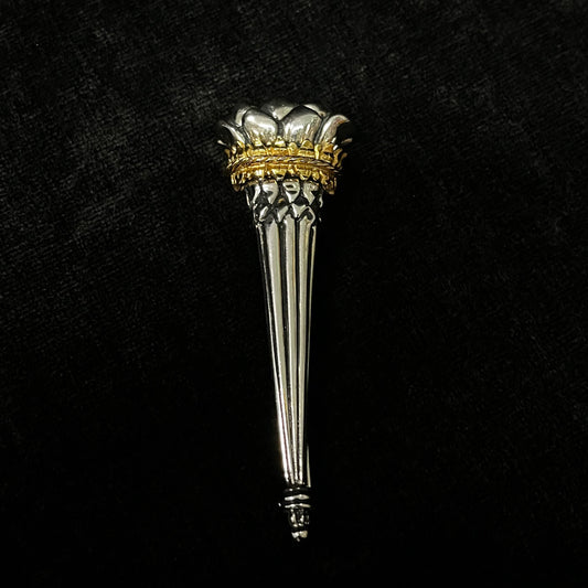 Coronation Piece Silver Brooch Gold Accent