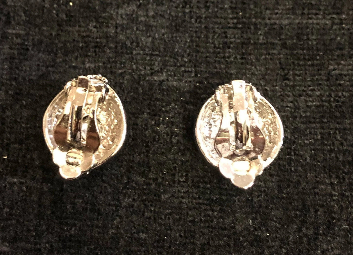 Pink Crystal and Silver Tone - Clip-on Earrings - Vintage