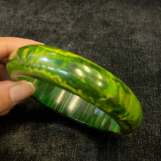 Marbled Yellow and Green Bakelite Bangle