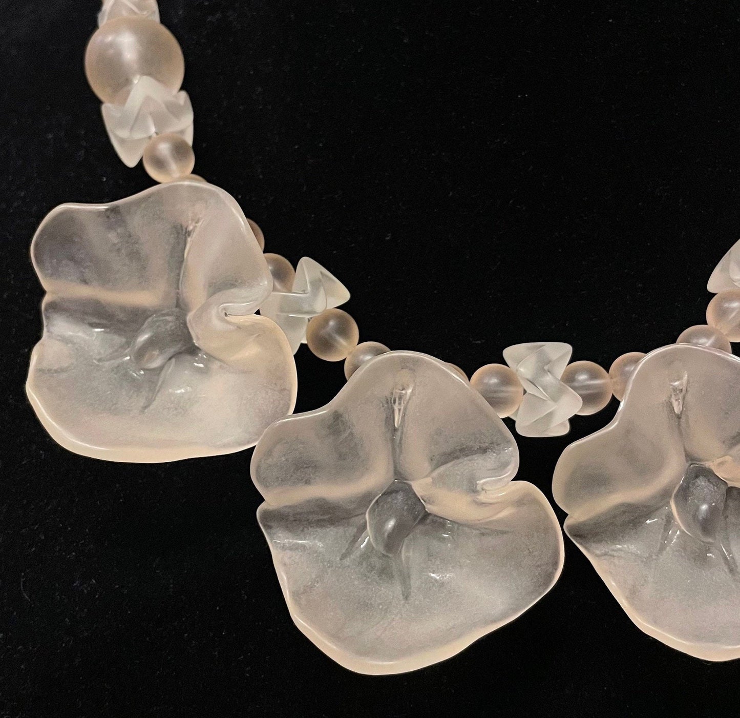 Pale Pink Delicate Lucite Blossom Necklace - Perfect for Bride or Prom Night