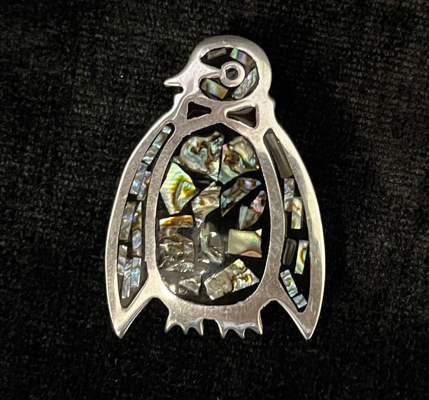 Taxco Sterling Silver Shell Penguin Pin/Brooch - 925 Silver Mexico