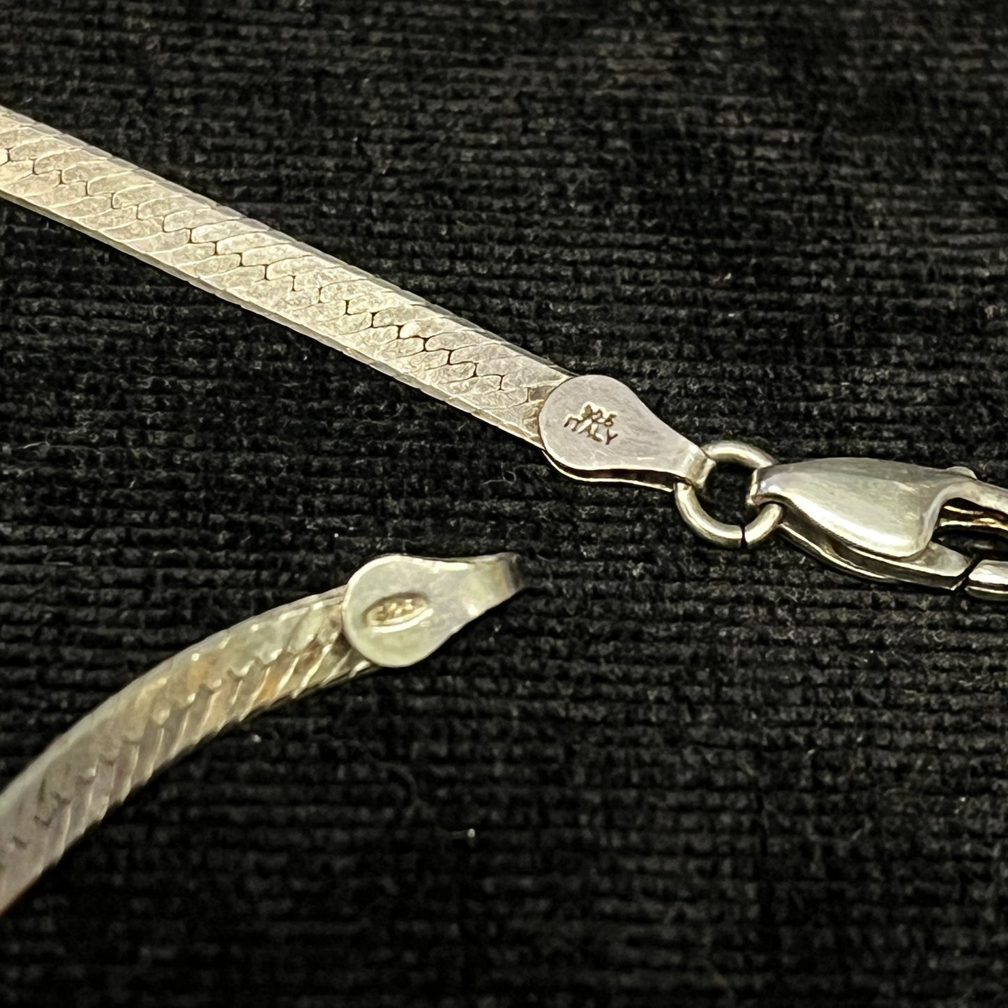 Sterling Silver Herringbone Bracelet - Made in Italy SU 4mm