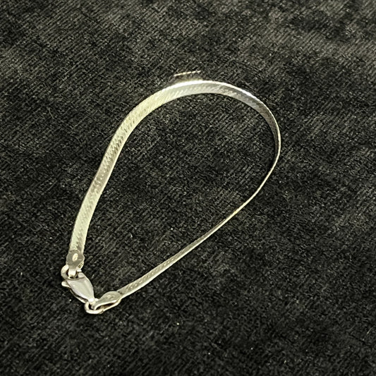 Sterling Silver Herringbone Bracelet - Made in Italy SU 4mm