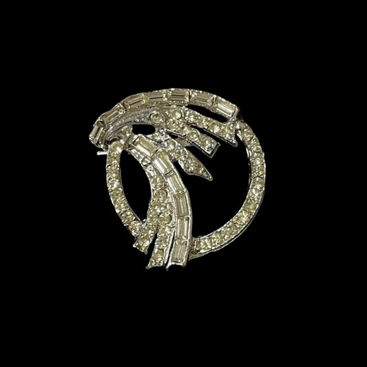 Dazzling Circular Crystal Brooch For Hat or Wedding Perfect Pin