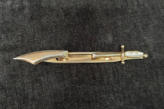 Swank Sword With Mother of Pearl Handle Tie Clip - 1940s