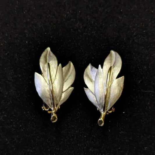 Wedding Perfect Pastelli Leaf Earrings- Vintage clip-ons