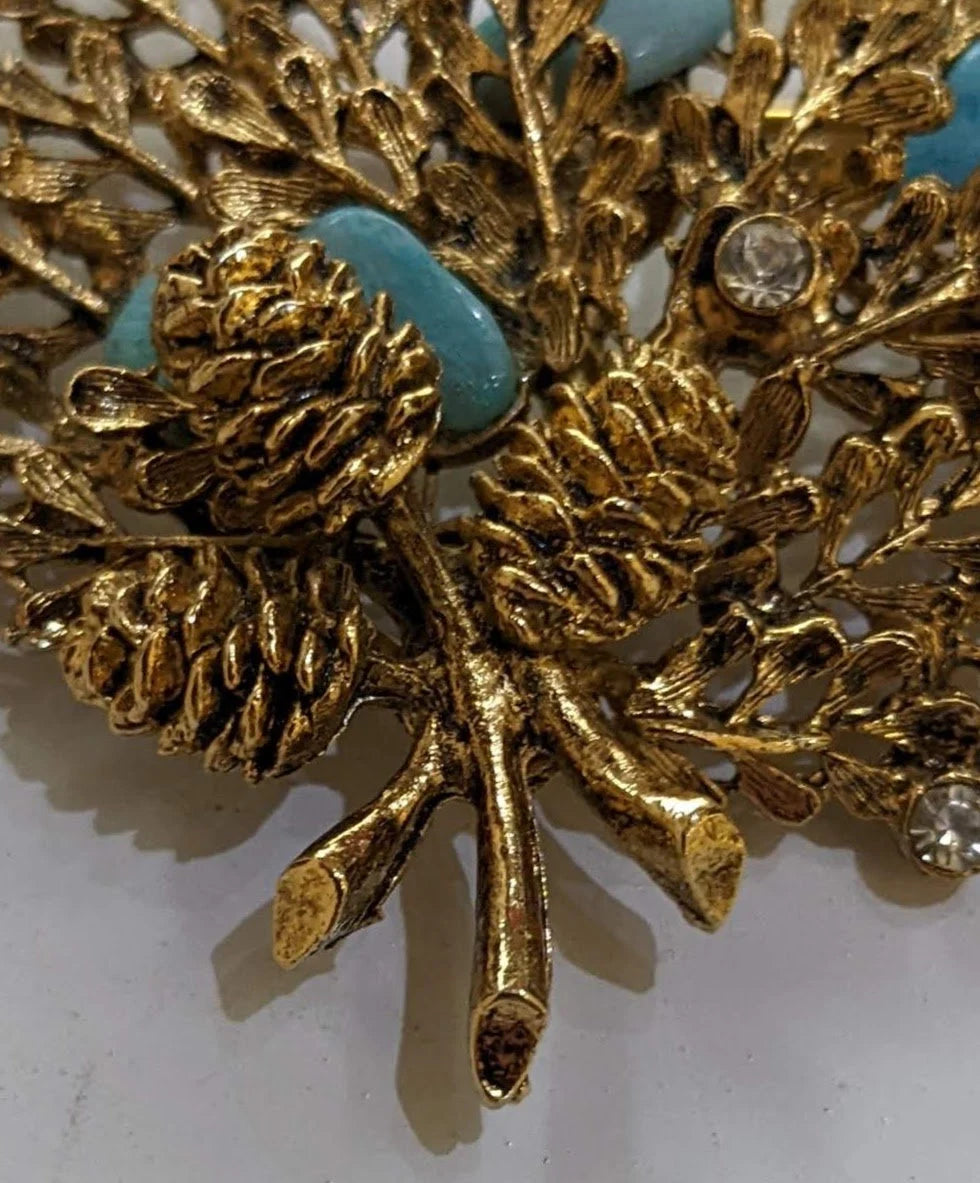 Bridal Perfect - Naturalistic Brooch and Earrings Set - Vintage