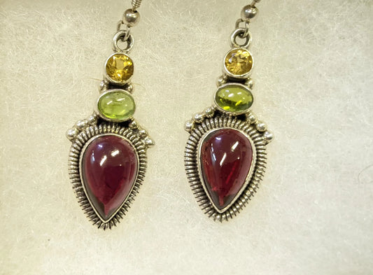 925 Silver Drop Earrings with gemstones