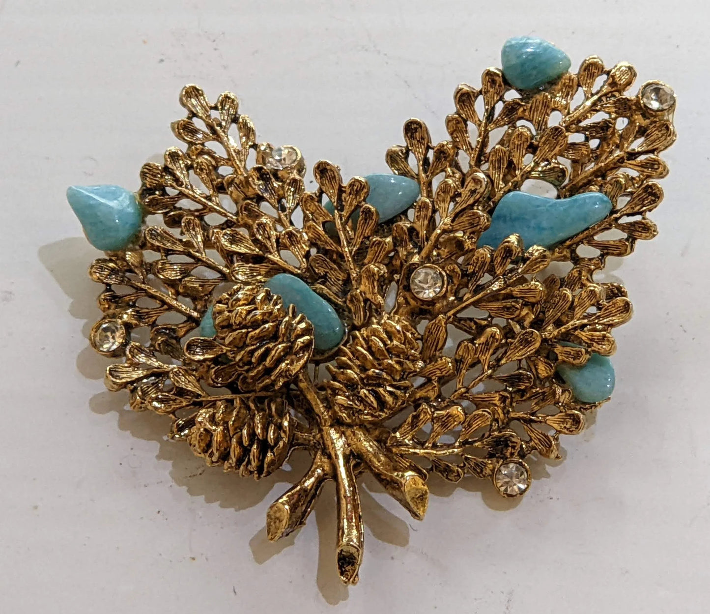 Bridal Perfect - Naturalistic Brooch and Earrings Set - Vintage