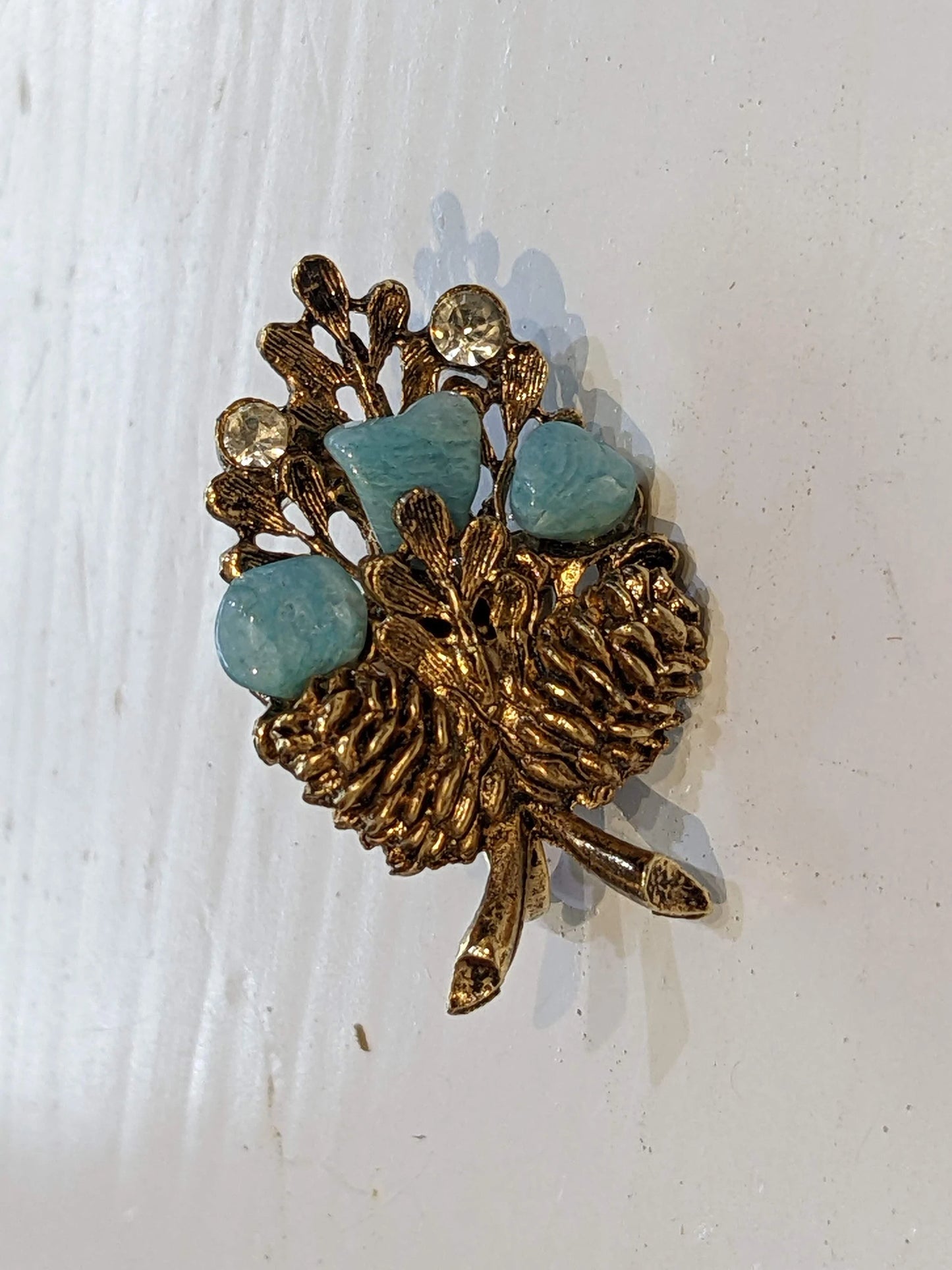 Bridal Perfect - Naturalistic Brooch and Earrings Set - Vintage