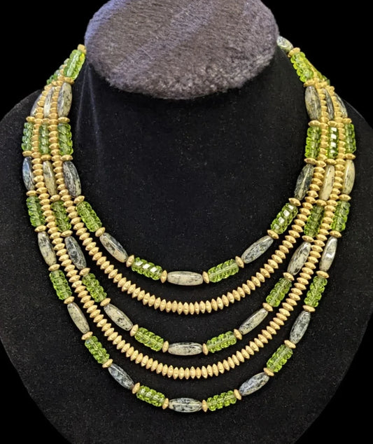HOBE' - 5 Strand Beaded Necklace - Vintage 1970s Great Retro Jewelry
