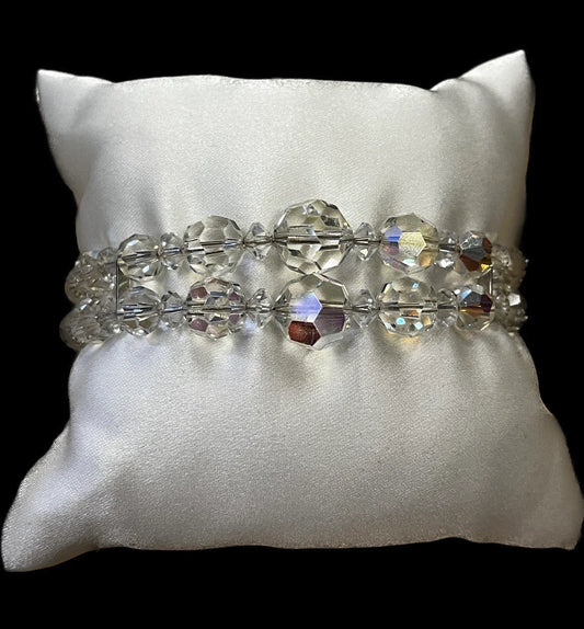 Aurora Borealis Crystal Memory Wire Style Bracelet