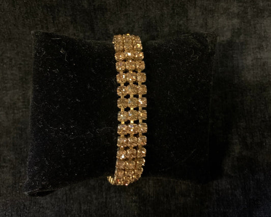 Weiss Prong Set Faux Topaz Crystal on Goldtone Bracelet - Sassy Topaz Weiss Bracelet