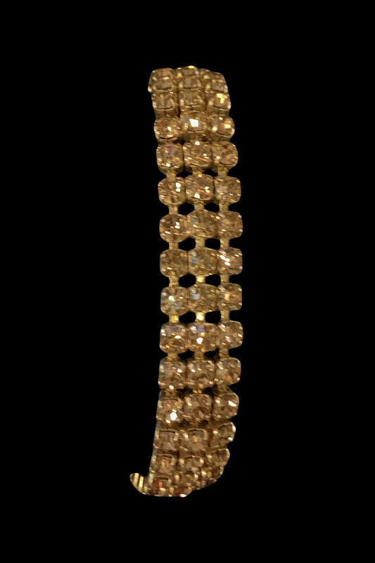 Weiss Prong Set Faux Topaz Crystal on Goldtone Bracelet - Sassy Topaz Weiss Bracelet
