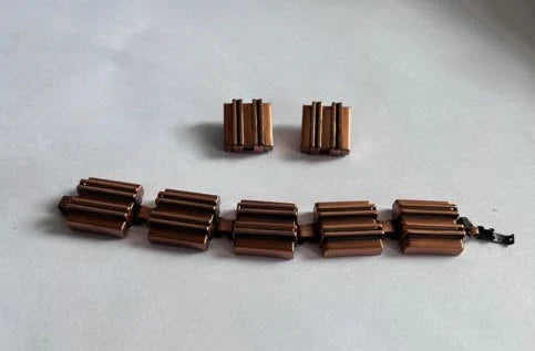Renoir Geometric Copper Bracelet and Earrings - Renoir Copper Jewelry Set
