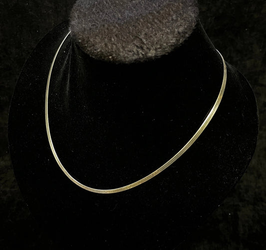 Italian Sterling Silver 4mm Herringbone Chain Princess Necklace