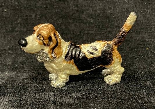 Tri color Basset Hound -  Hand Painted Posh Pooch Pins - Genuine Austrian Crystal - Tricolored Beagle