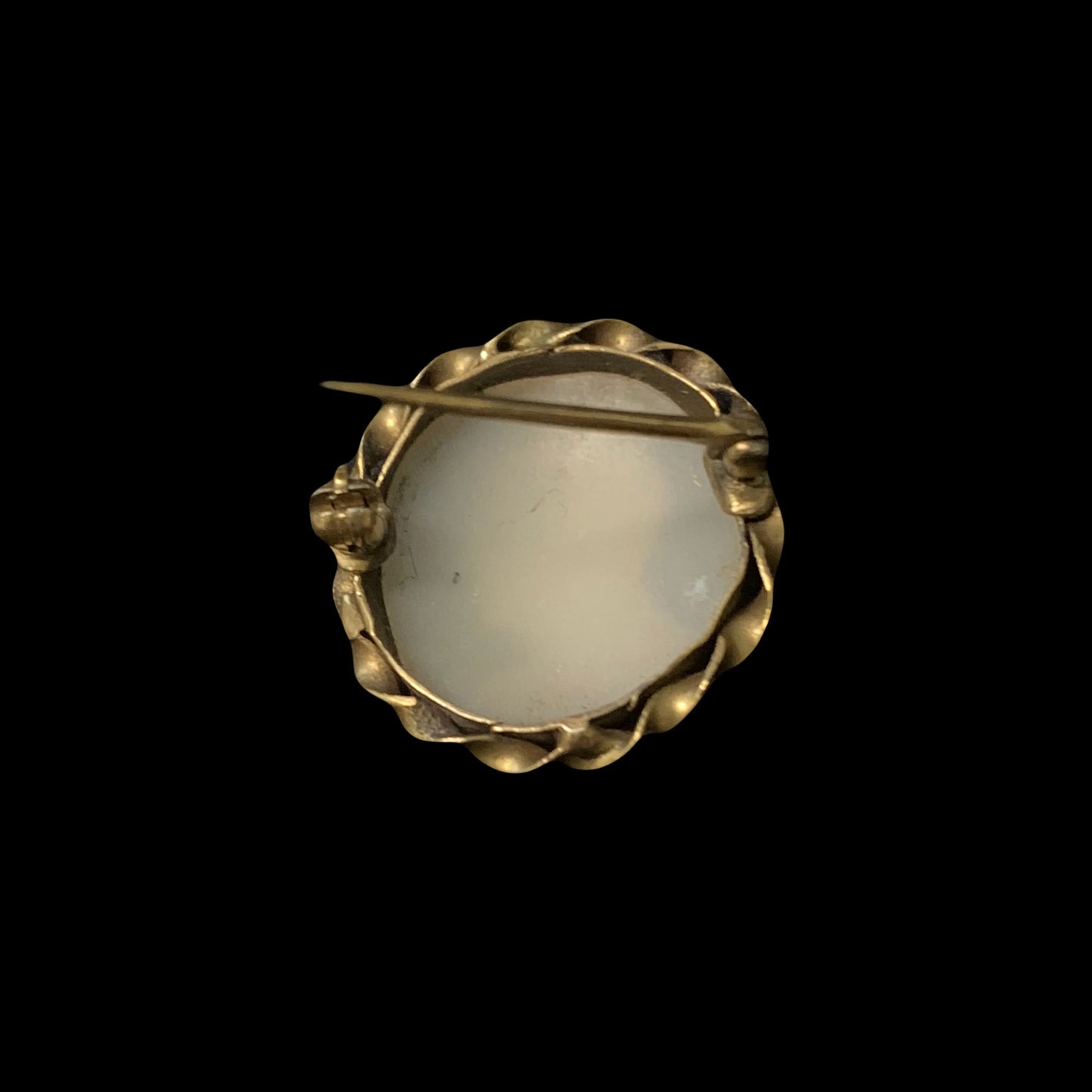 Antique Pin - Shell Cameo of Male in Twisted Frame Pin -  Male Image Cameo Brooch