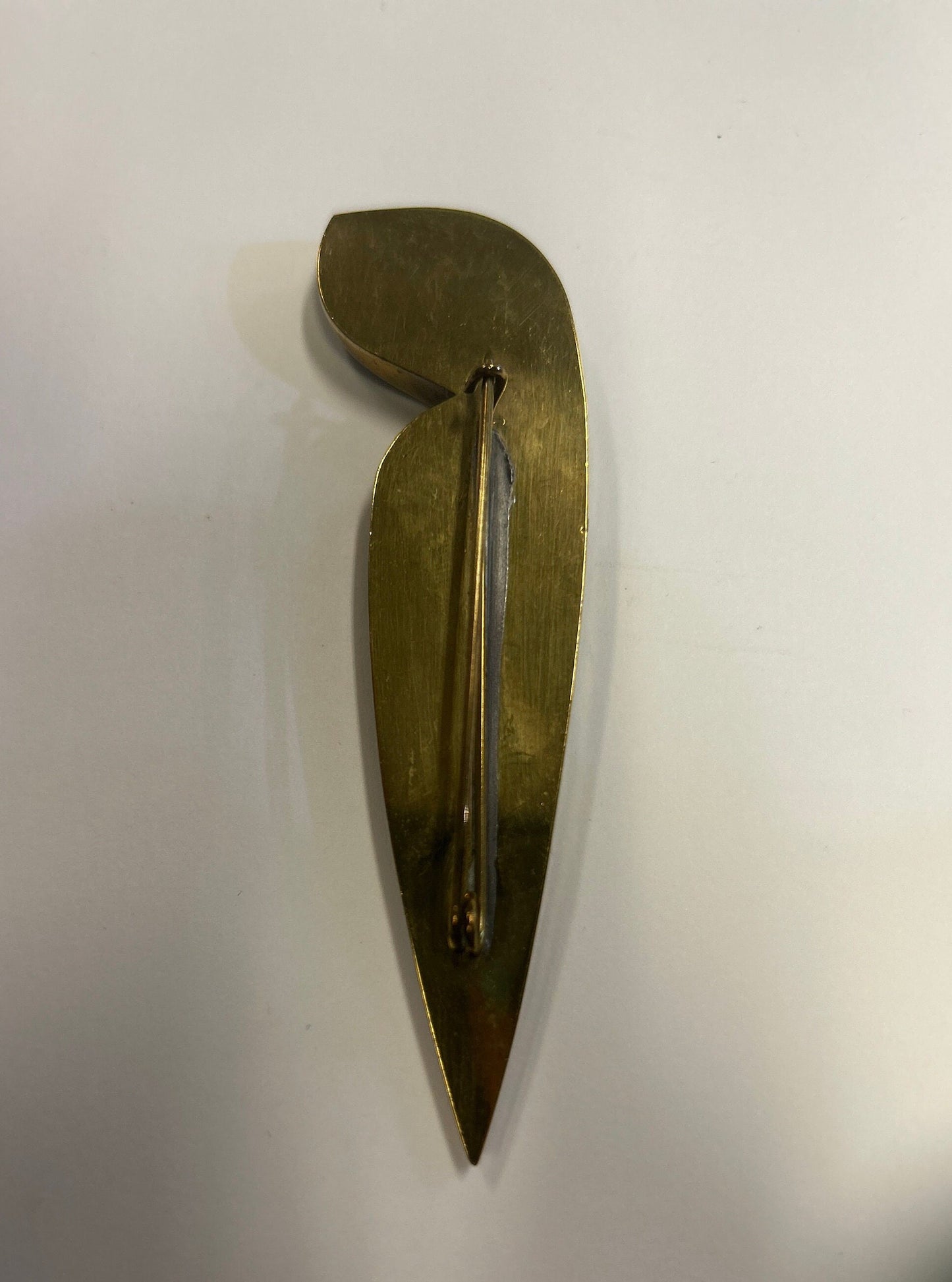 Dark Green and Gold Abstract Brooch - Enameled - Vintage 80s