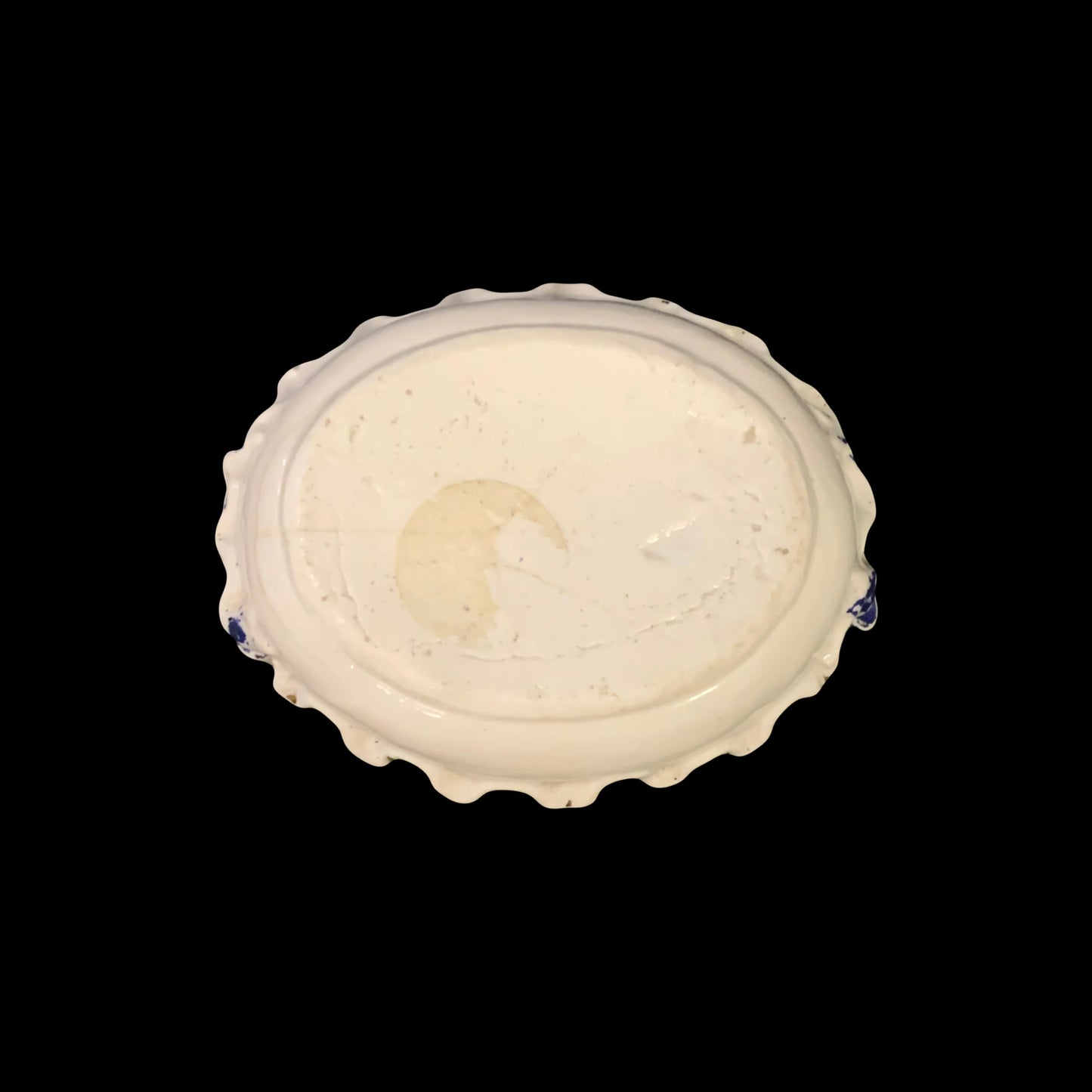 Victorian Era Fairing Trinket Box - Antique Fairing Trinket Box With Tea Set Top